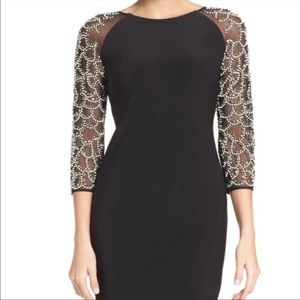 Chetta B Black Sequin Sleeve MIDI dress- Size 2